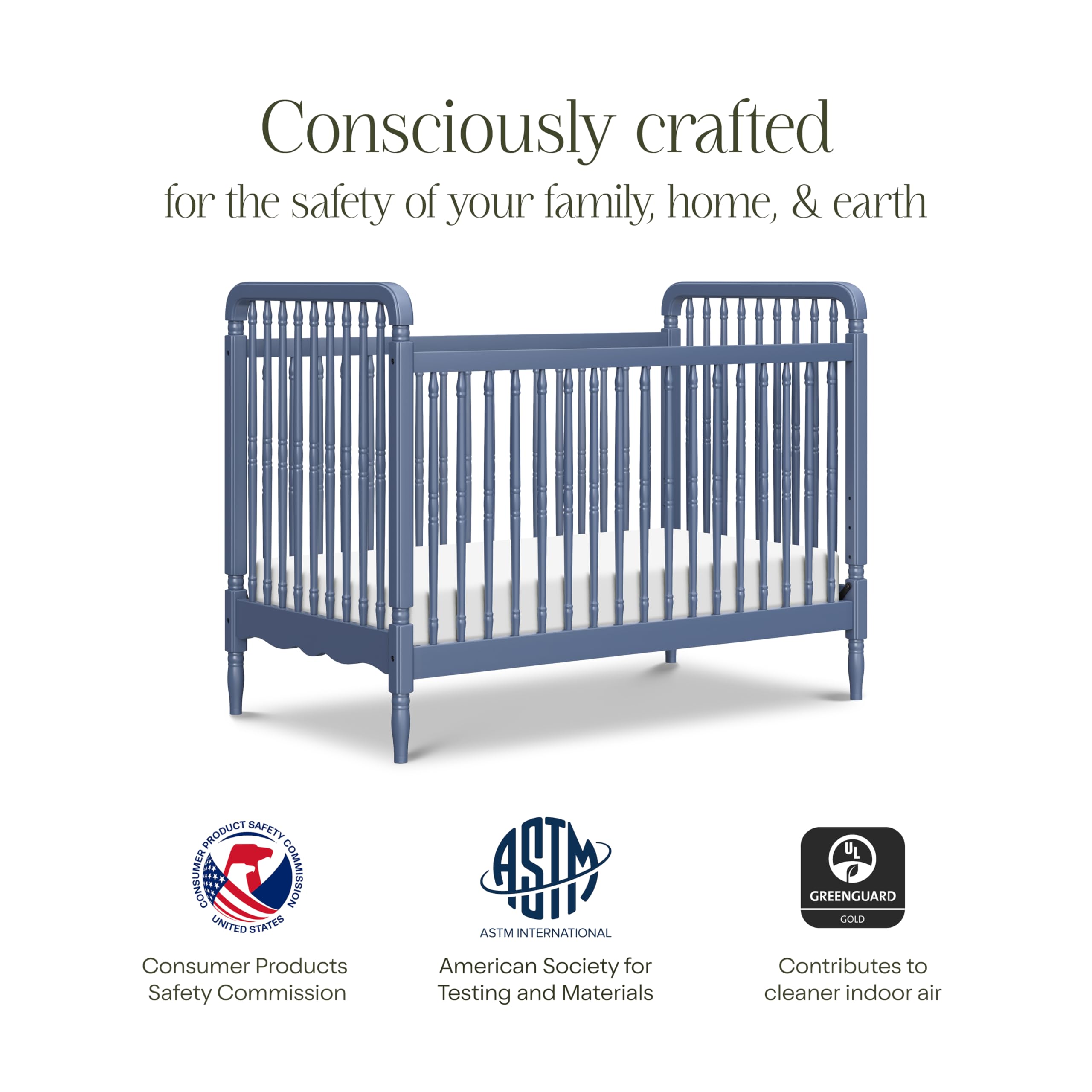3-in-1 Convertible Crib with Toddler Bed Conversion