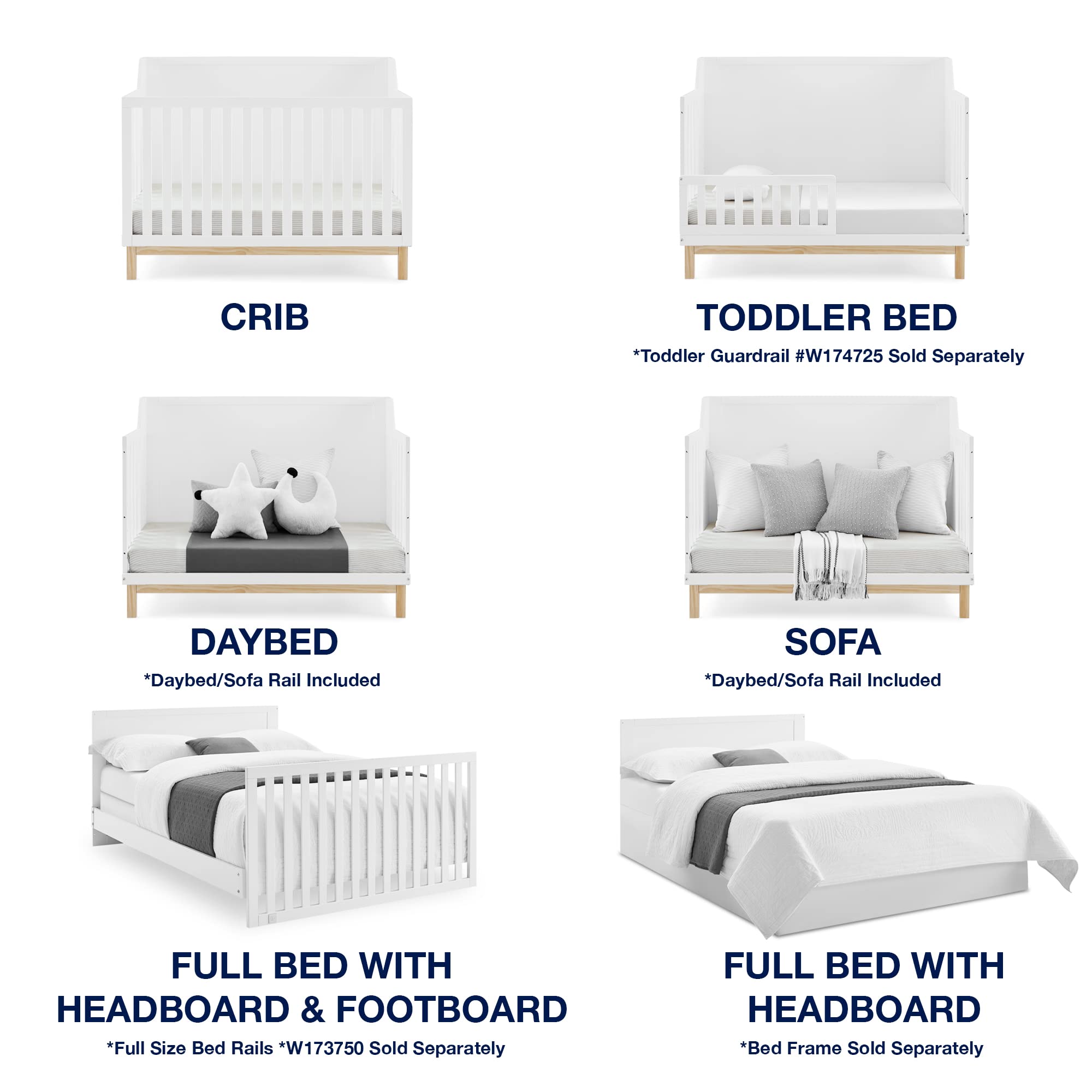 6-in-1 Convertible Crib with Adjustable Mattress Heights – Grows with Child