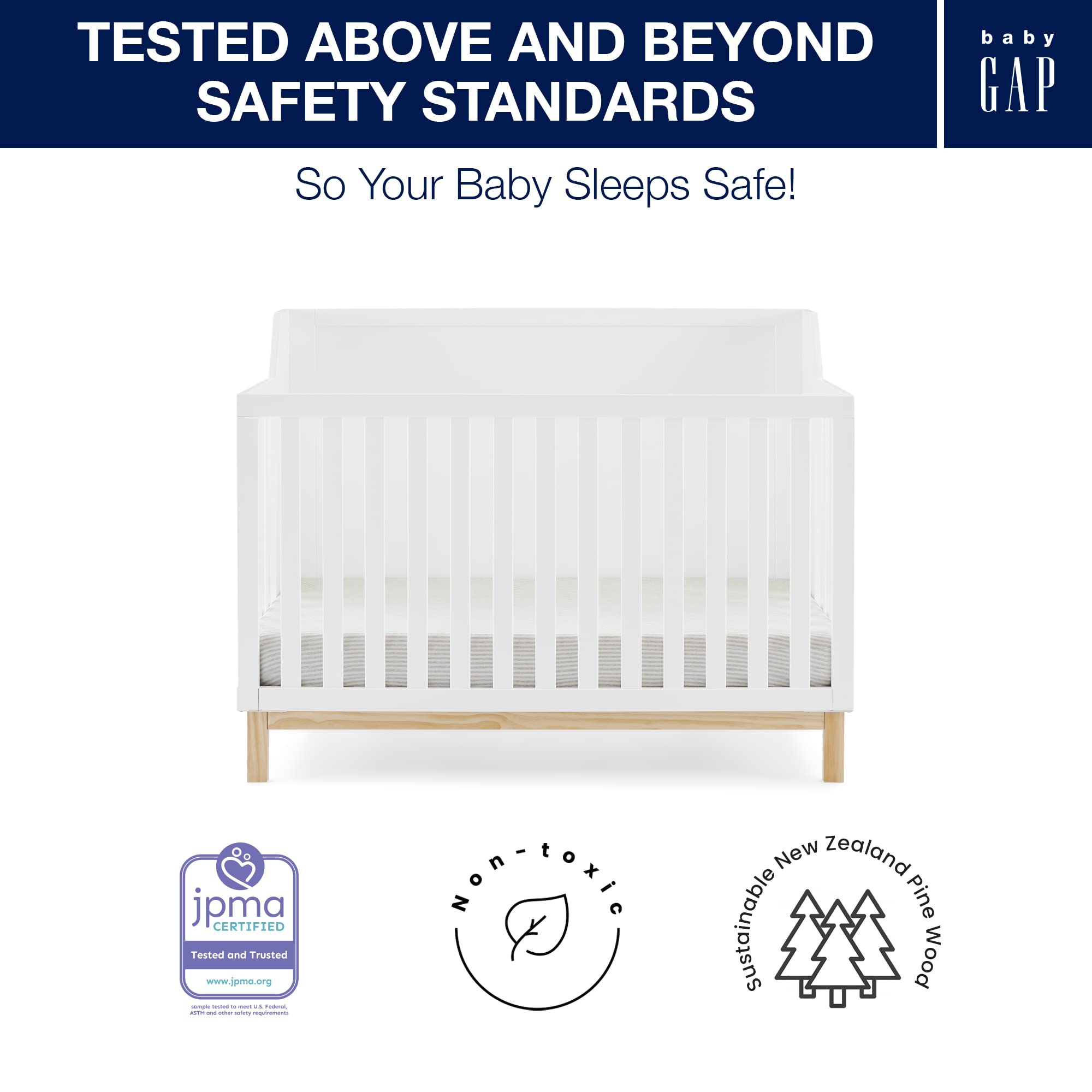 6-in-1 Convertible Crib with Adjustable Mattress Heights – Grows with Child
