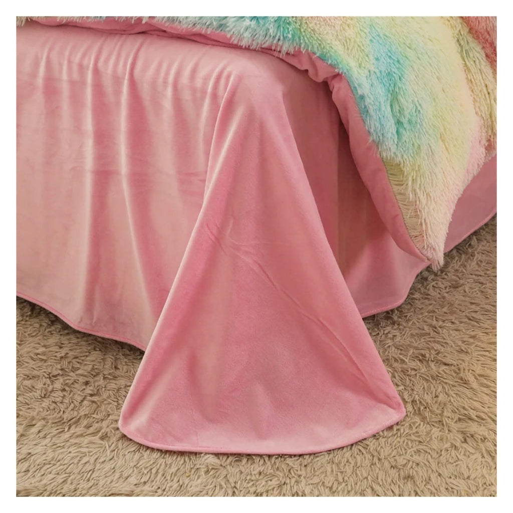 Luxury 4-Piece Shaggy Princess Bedding Set with Comforter and Blanket