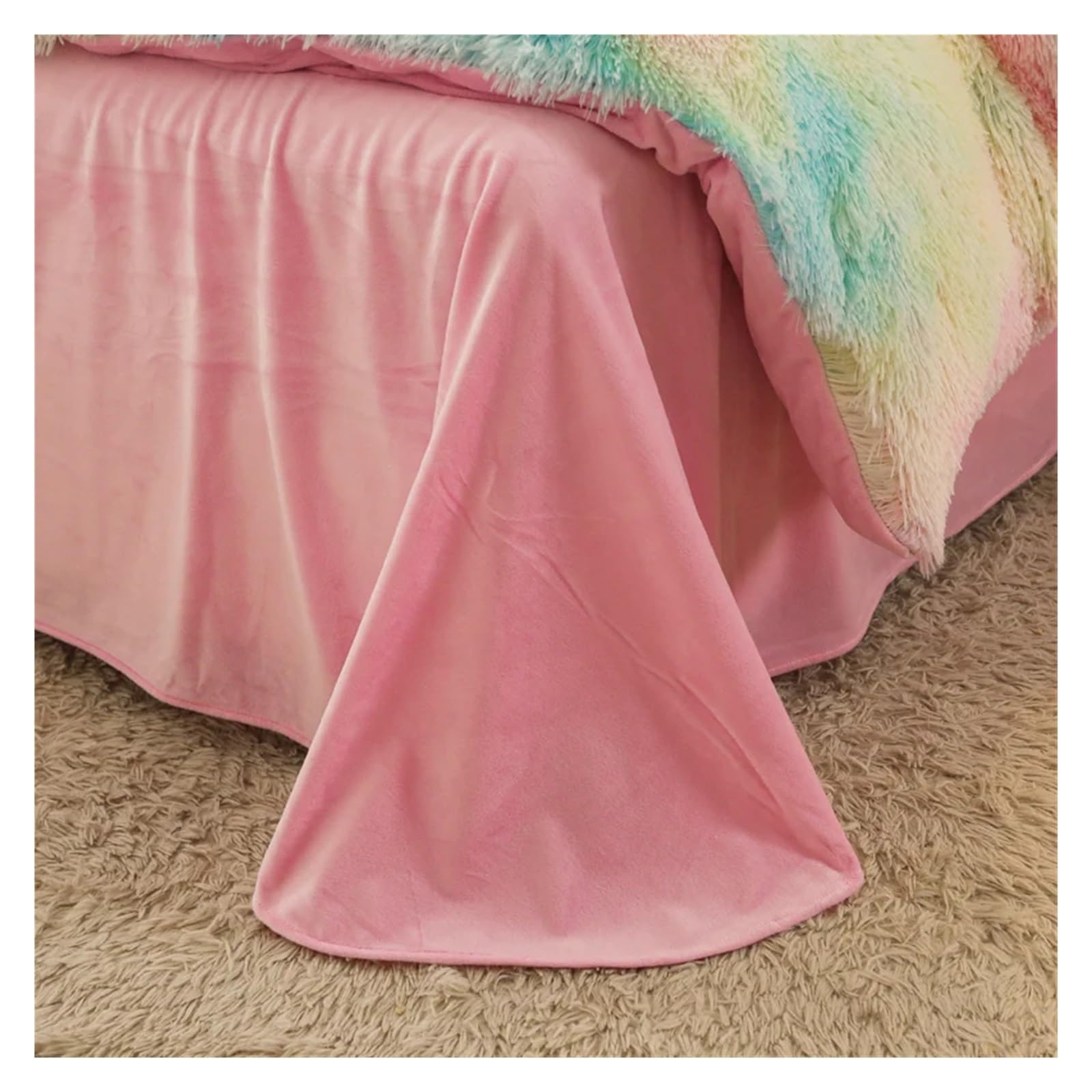 Luxury 4-Piece Shaggy Princess Bedding Set with Comforter and Blanket