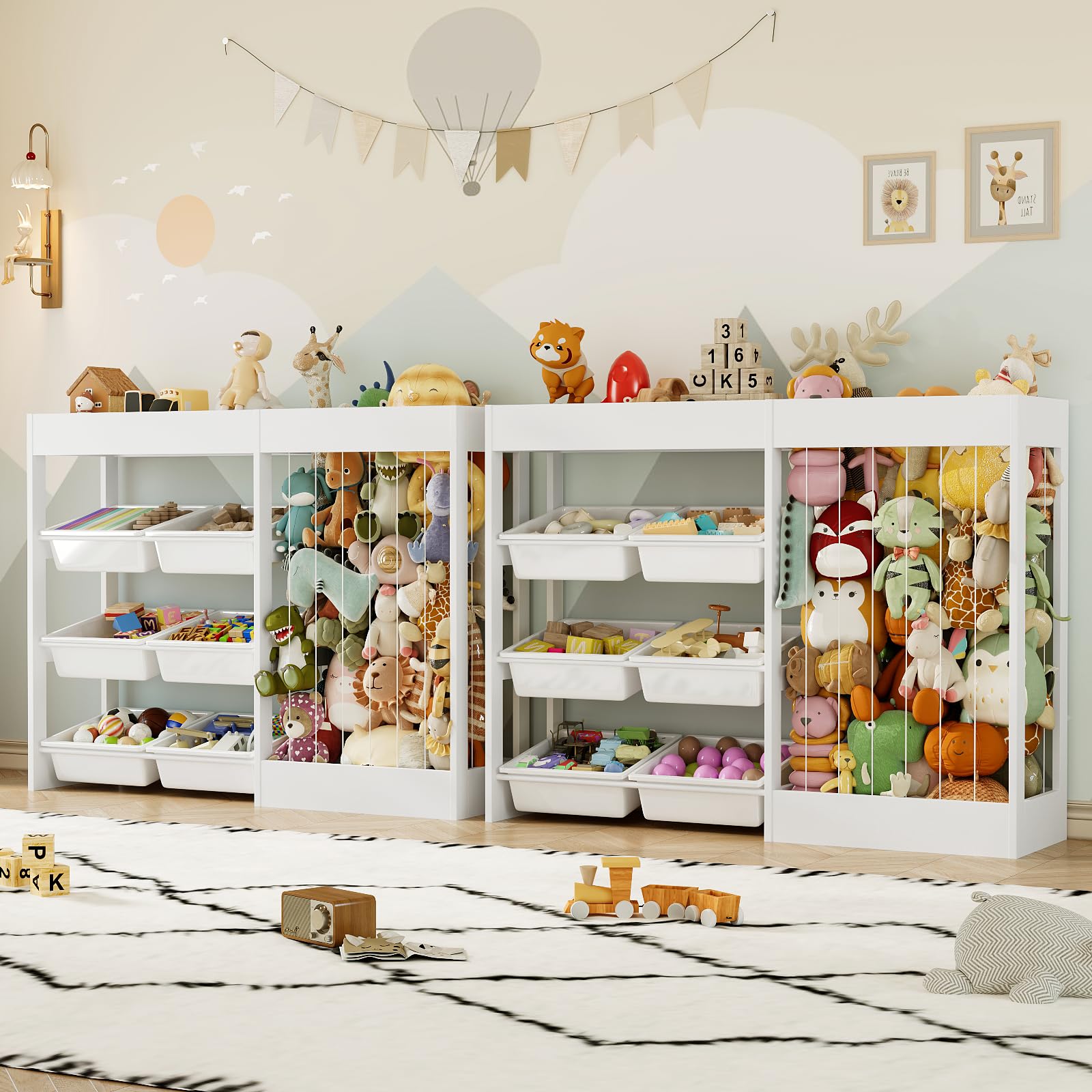 Large Toy Storage Organizer with Removable Bins and Bookshelf