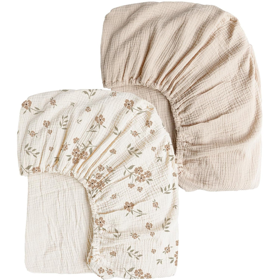 2-Pack Muslin Crib Sheets – Soft and Breathable Cotton for Standard Crib