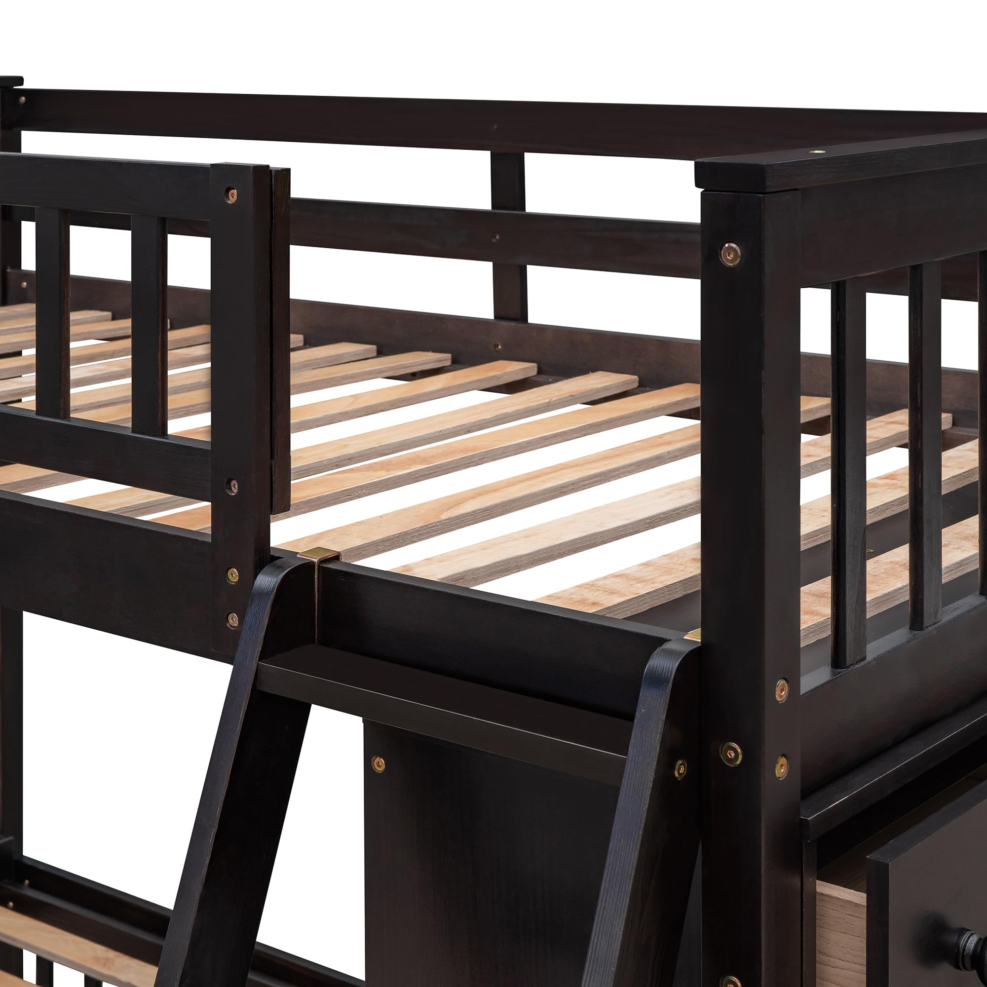 Twin Loft Bed with Storage Stairs and Solid Wood Frame