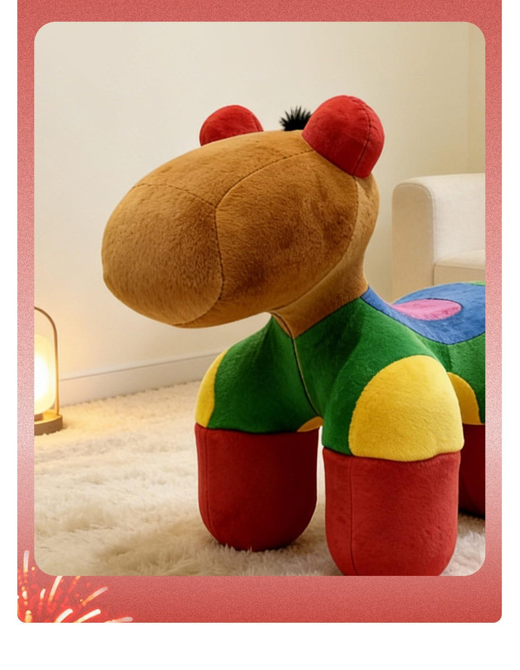 Plush Rainbow Pony Kids Chair – Animal-Shaped Stool