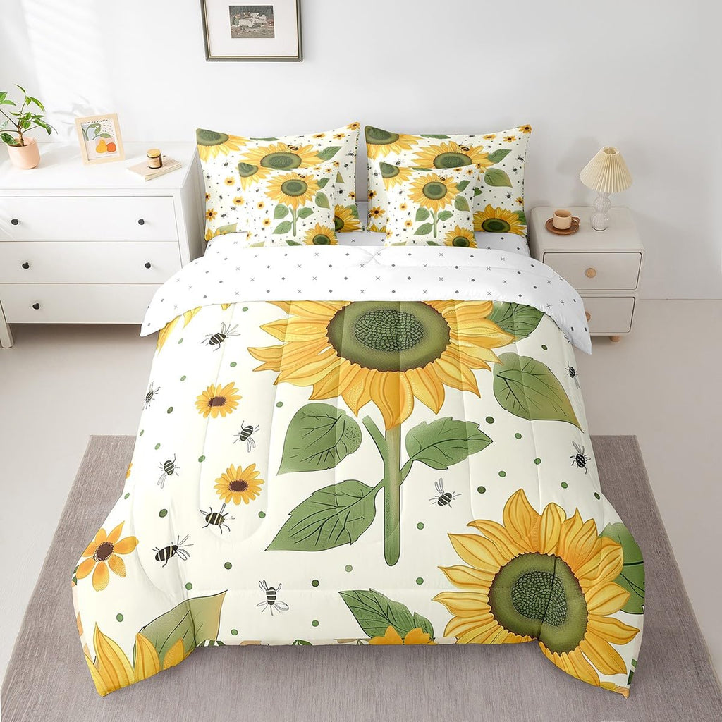 Butterfly and Dandelion Comforter Set with Floral Print Sheets
