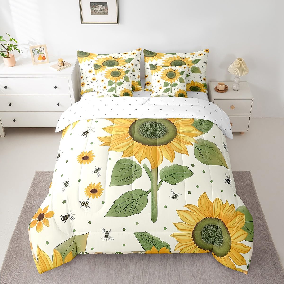 Butterfly and Dandelion Comforter Set with Floral Print Sheets