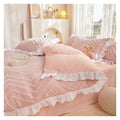Blue Lace Bedding Set with Quilt Cover and Pillowcases
