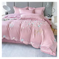 Girls Cotton Bedding Set with Heart and Butterfly Embroidery