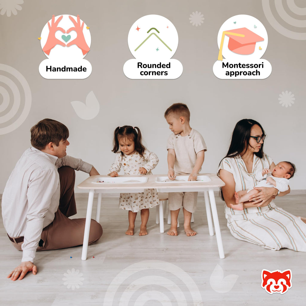 Kids Sensory Table Set with Stools and Activity Trays