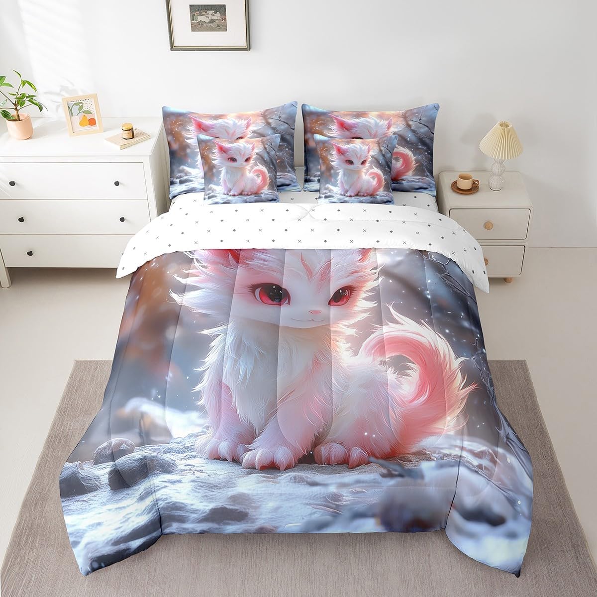 Butterfly and Dandelion Comforter Set with Floral Print Sheets