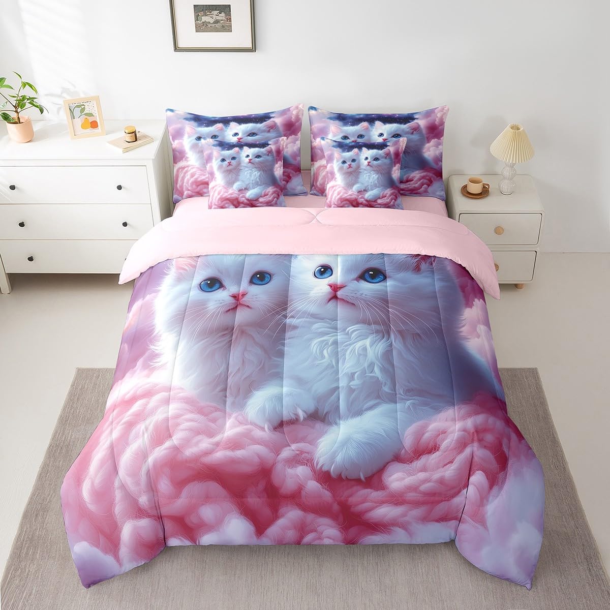 Butterfly and Dandelion Comforter Set with Floral Print Sheets