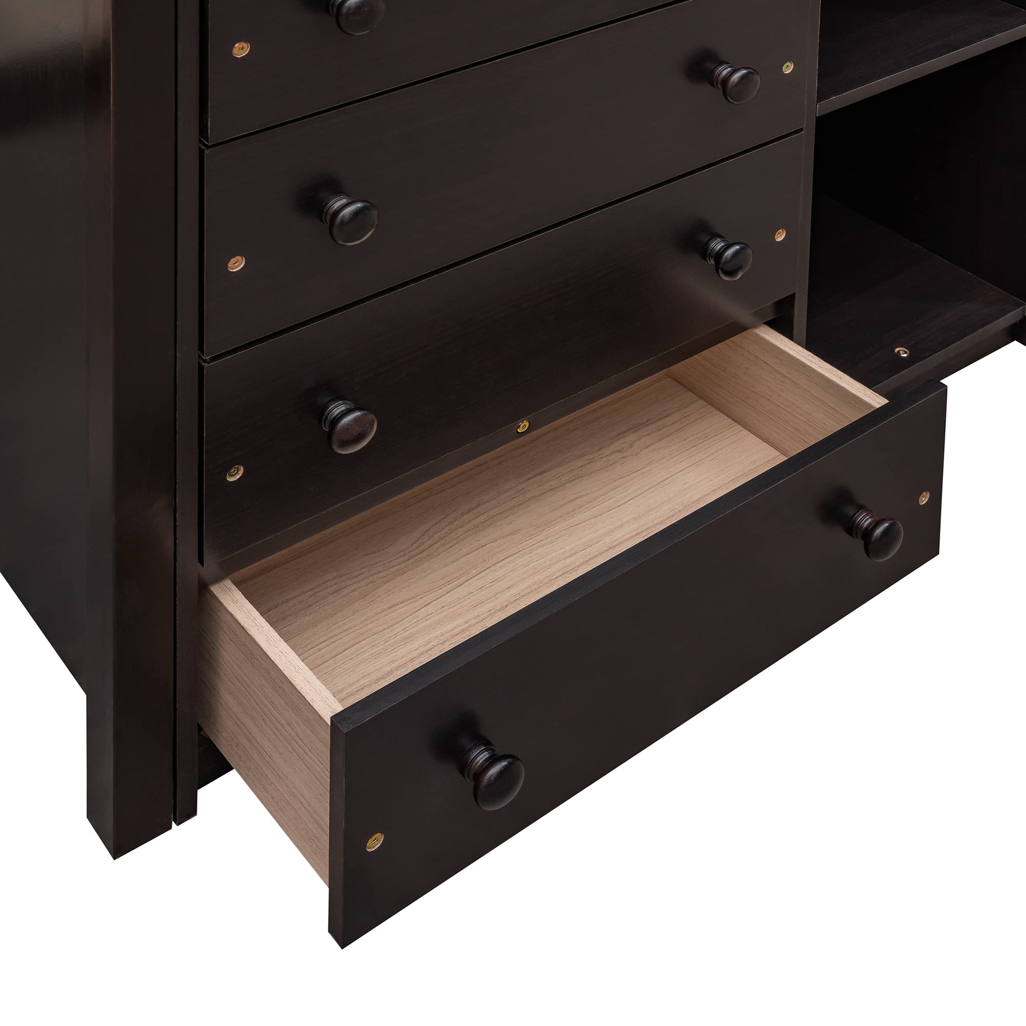 Twin Loft Bed with Storage Stairs and Solid Wood Frame