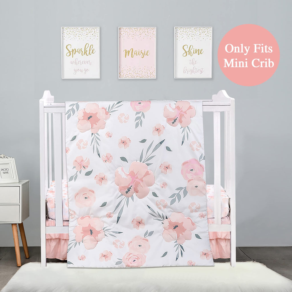 Crib Bedding Set with Skirt, Blanket, and Sheet for Babies