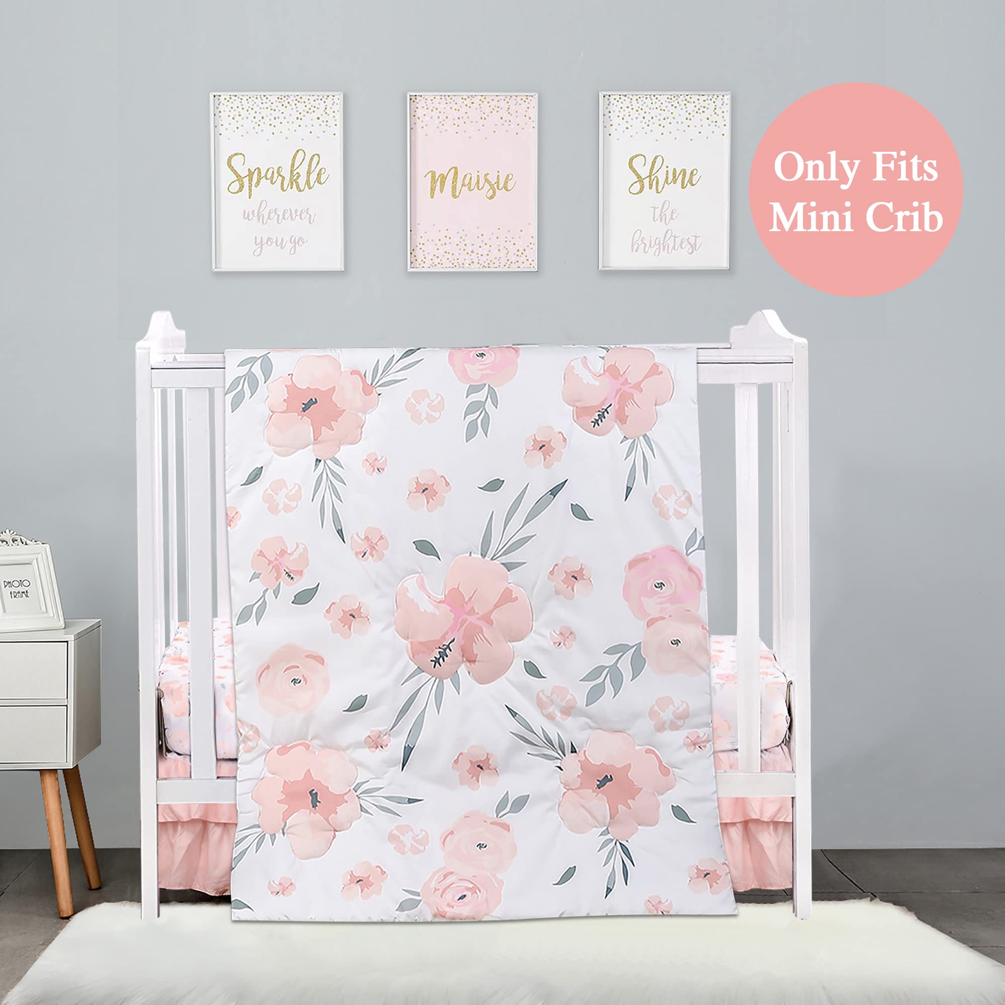 Crib Bedding Set with Skirt, Blanket, and Sheet for Babies