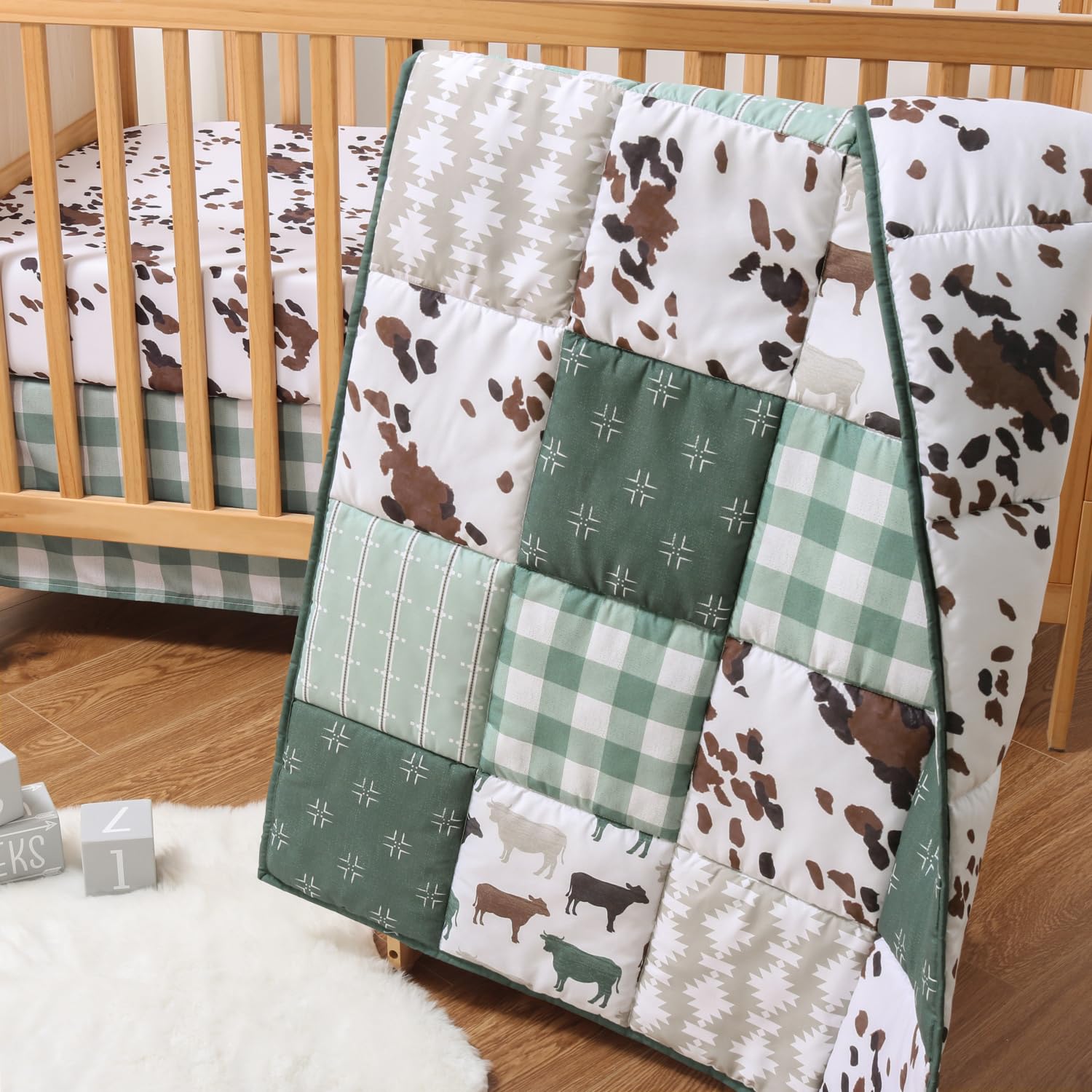 3-Piece Baby Crib Bedding Set with Comforter, Sheet, and Dust Ruffle