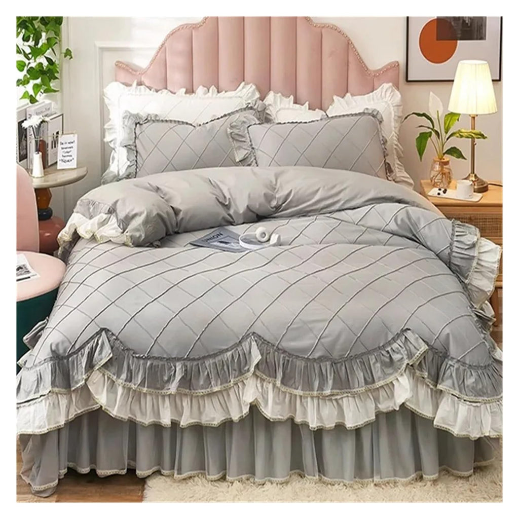 Princess Ruffle Bedding Set with Quilt Cover and Pillowcases