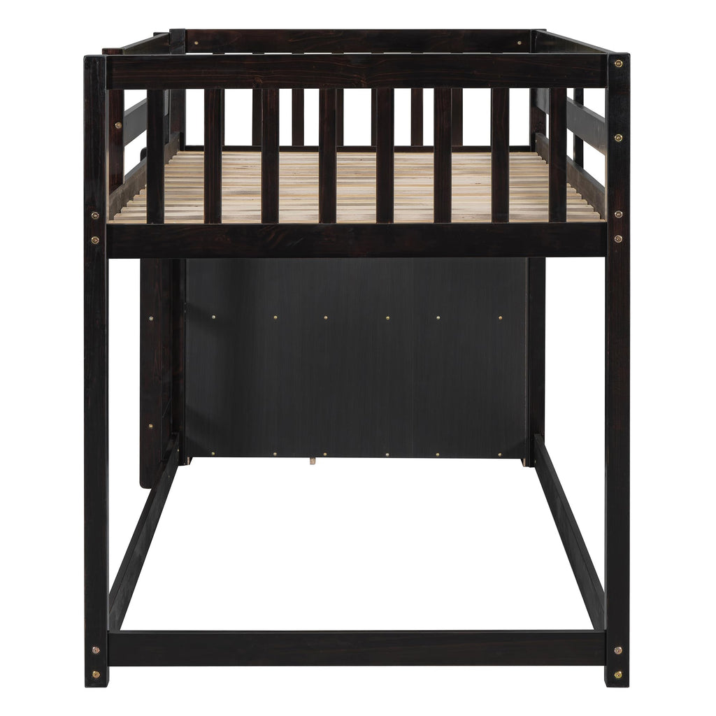Bunk Bed with Storage Drawers and Shelves