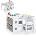 Kids Toddler Table and Chair Set with Storage Bins and Paper Roll