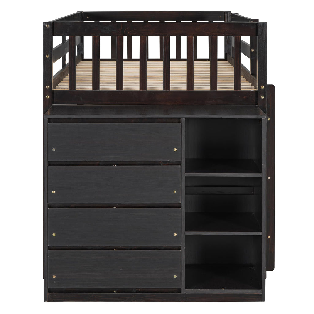 Bunk Bed with Storage Drawers and Shelves