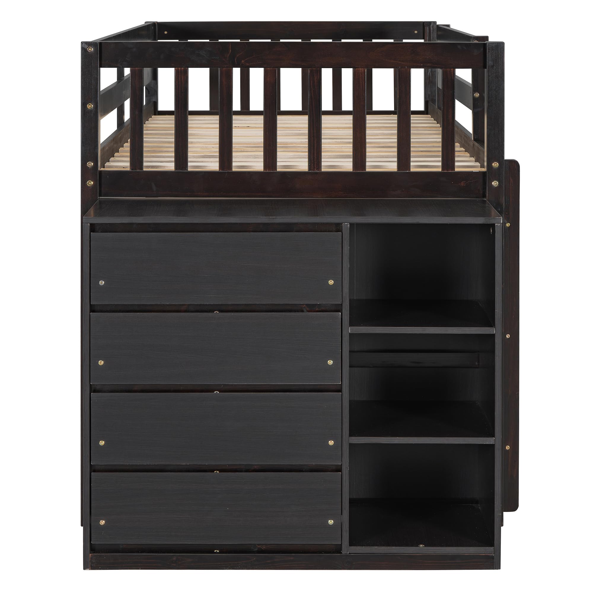 Bunk Bed with Storage Drawers and Shelves