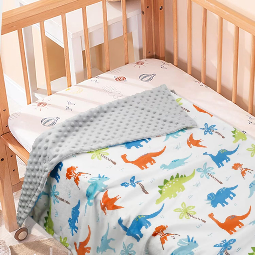 Super Soft Double-Layer Minky Baby Blanket with Dotted Backing
