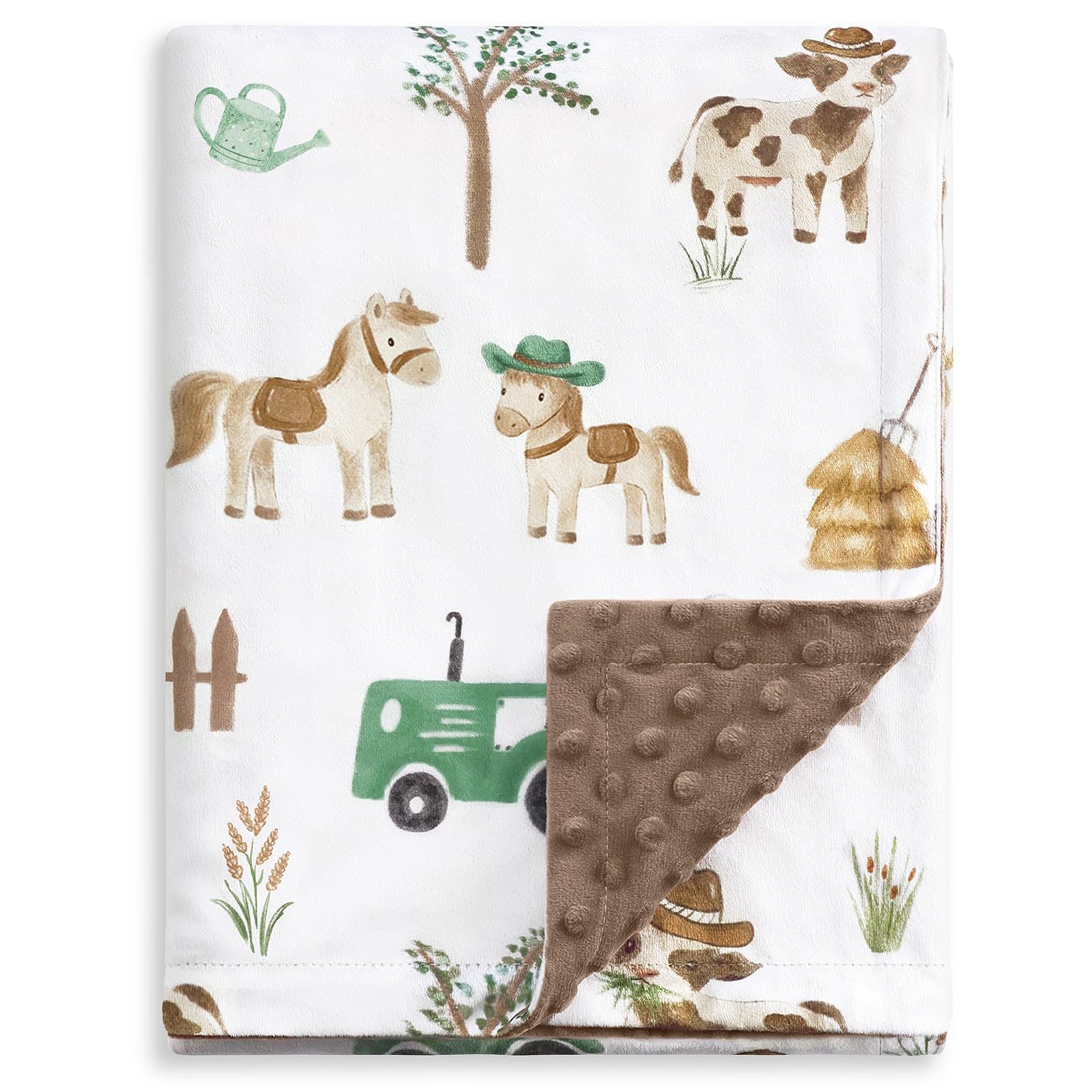 Super Soft Double-Layer Minky Baby Blanket with Dotted Backing