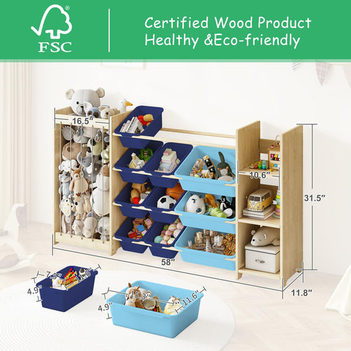 3-in-1 Toy Storage Organizer with Bookcase and Storage Bins