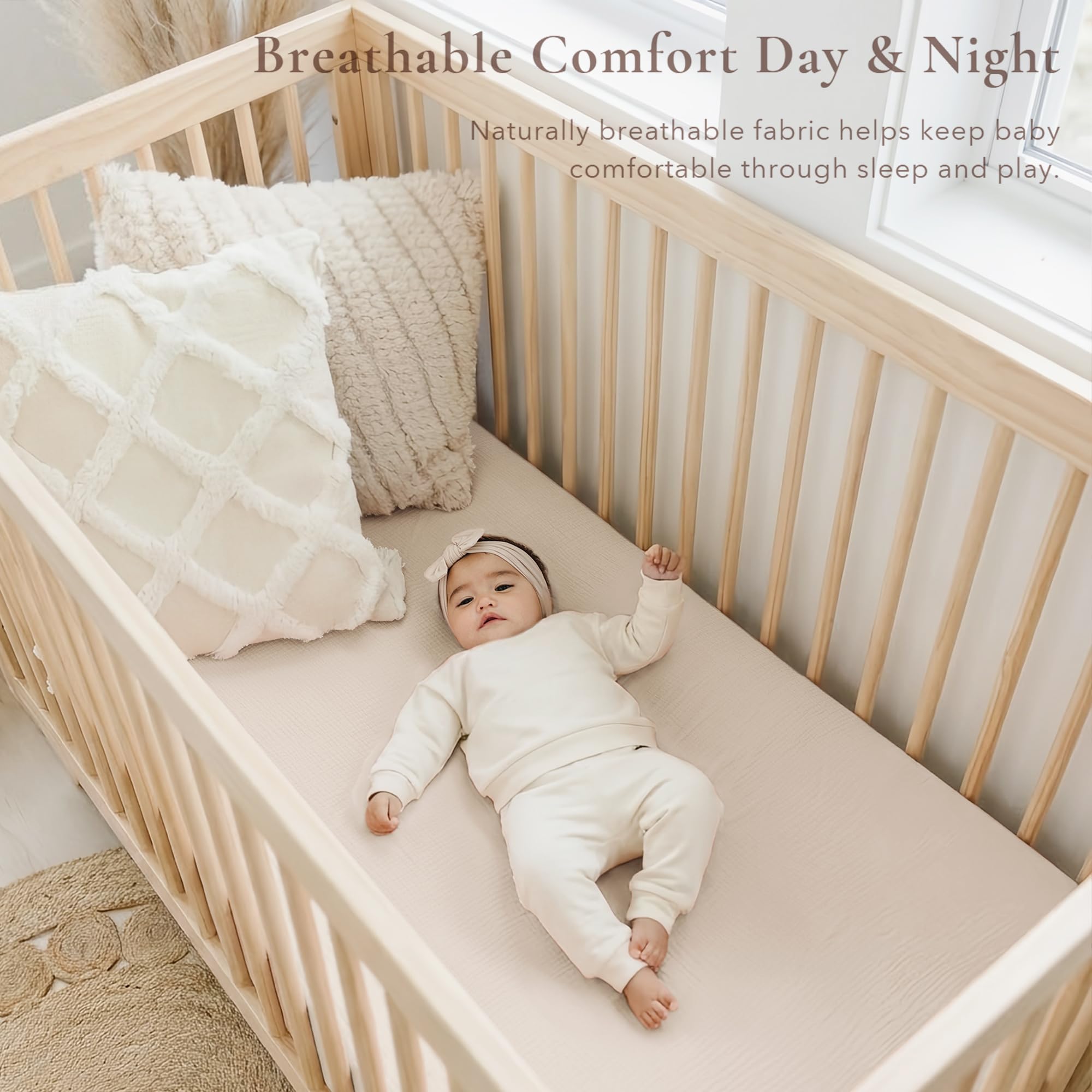 2-Pack Muslin Crib Sheets – Soft and Breathable Cotton for Standard Crib