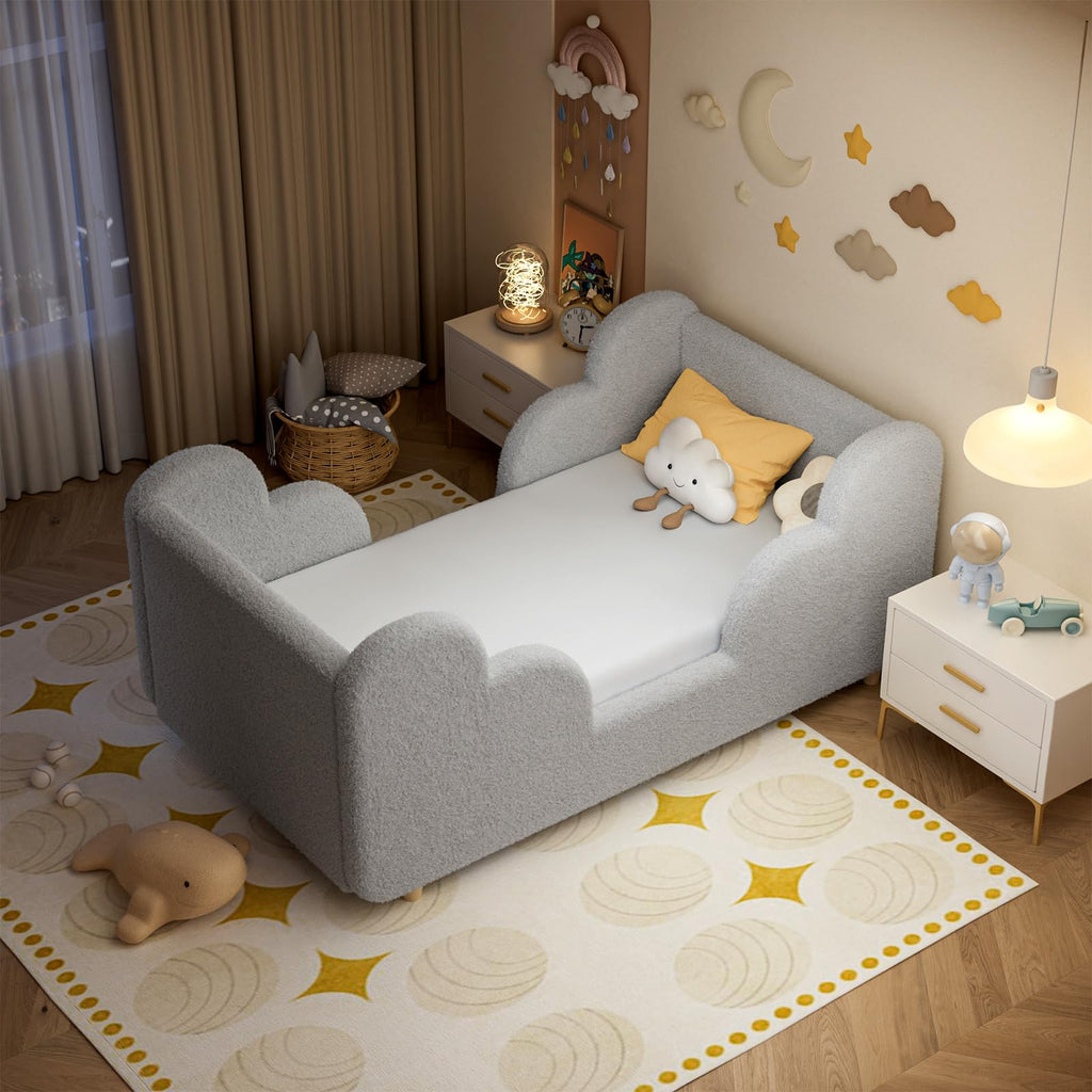 Upholstered Toddler Floor Bed for Kids Ages 3-7