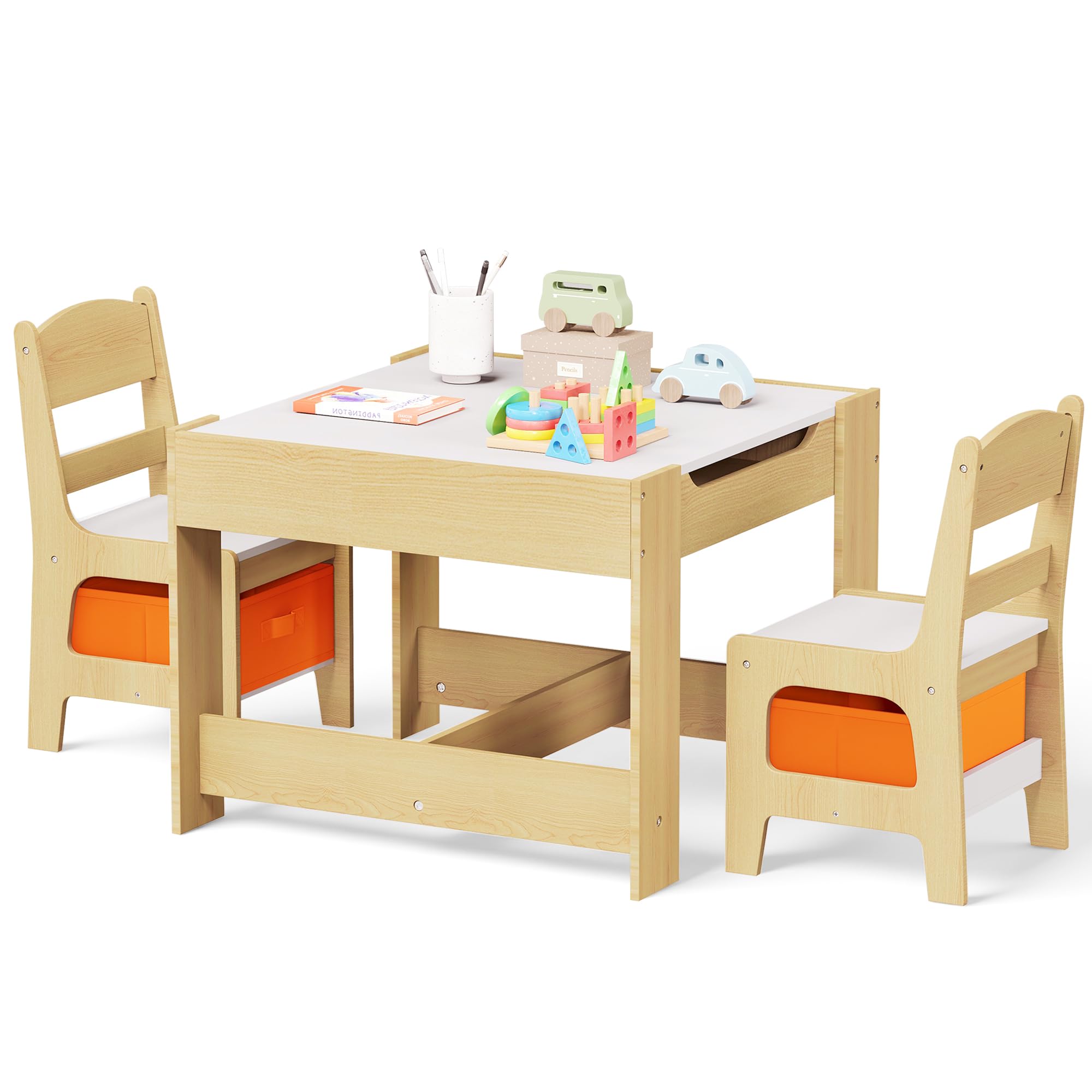 4-in-1 Kids Wooden Table and Chair Set