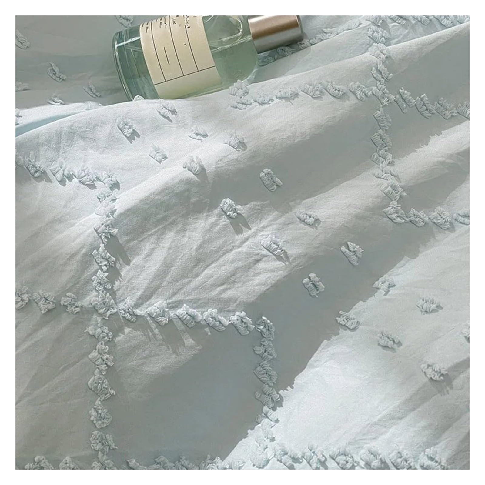 Blue Lace Bedding Set with Quilt Cover and Pillowcases