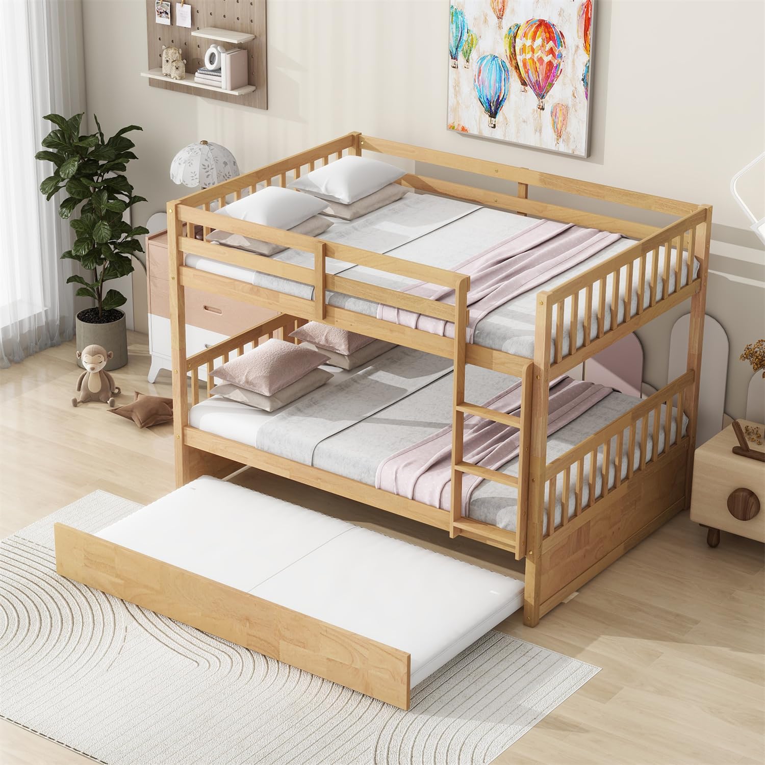 Bunk Bed with Safety Rail and Ladder