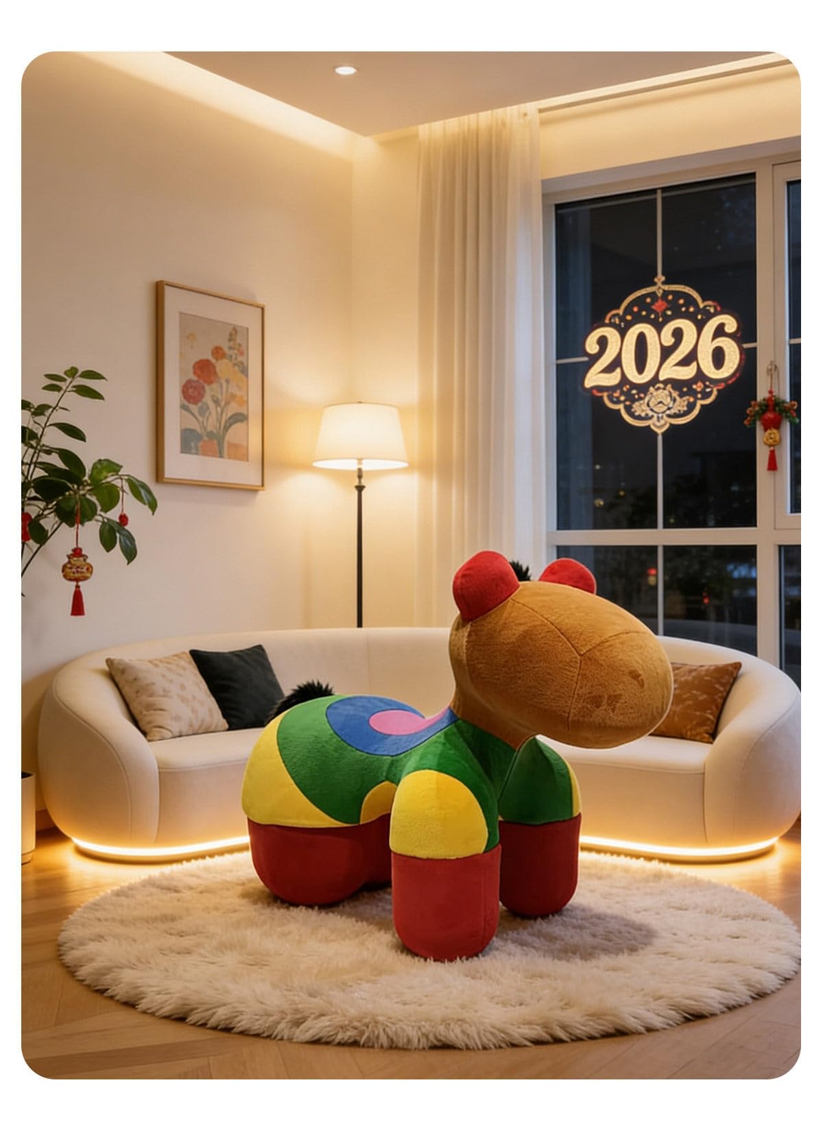 Plush Rainbow Pony Kids Chair – Animal-Shaped Stool