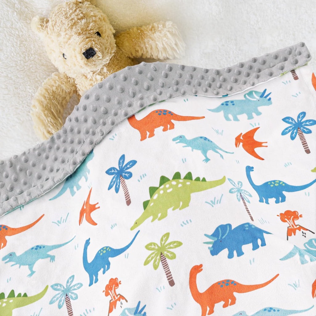 Super Soft Double-Layer Minky Baby Blanket with Dotted Backing