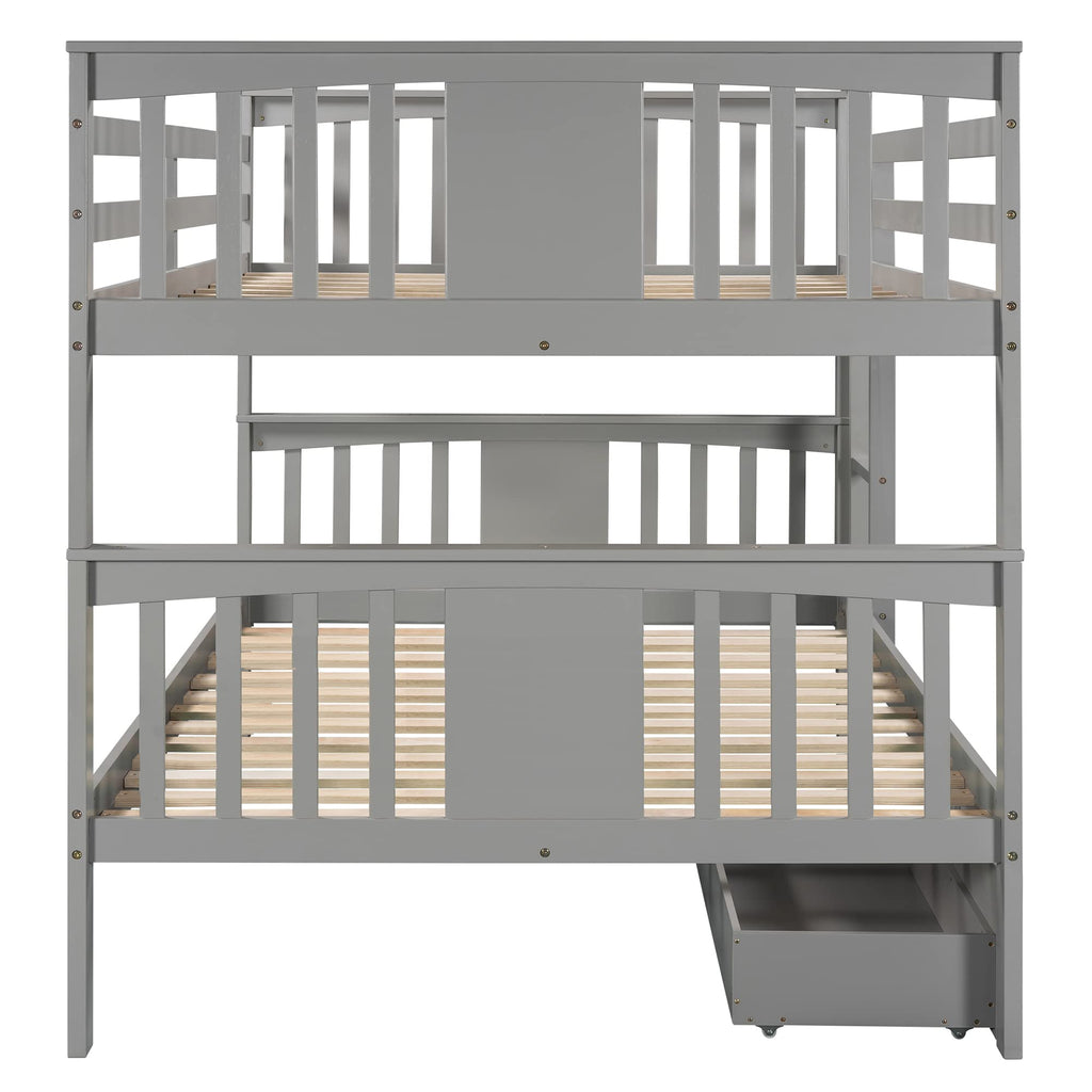 Full Over Full Bunk Bed with Storage Drawers
