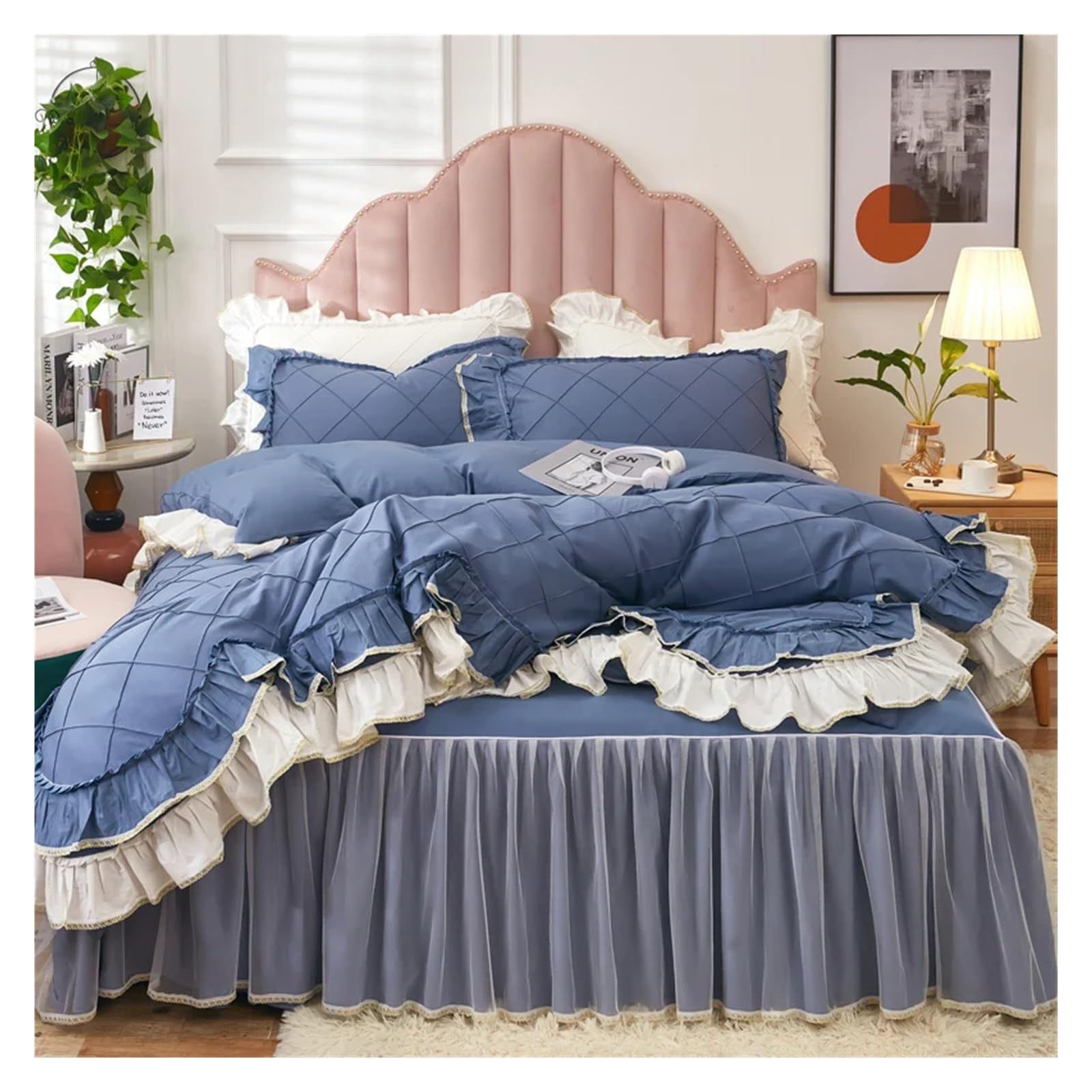 Princess Ruffle Bedding Set with Quilt Cover and Pillowcases