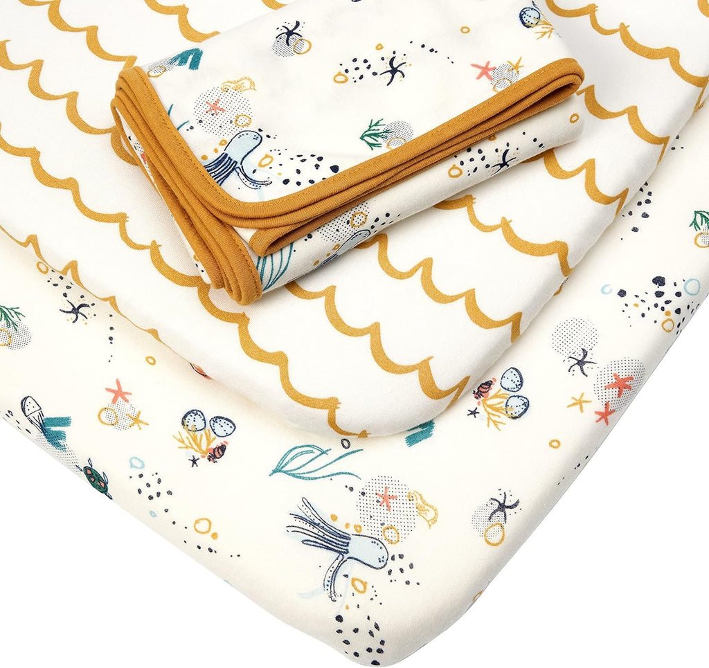 Bedside Sleeper and Bassinet Bundle with Organic Cotton Bedding