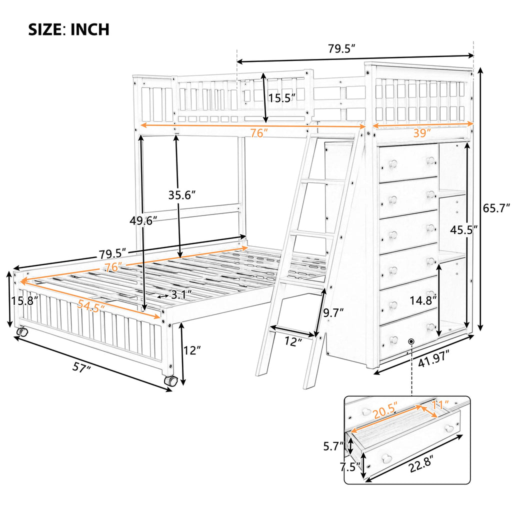 Twin Loft Bed with Storage Stairs and Solid Wood Frame