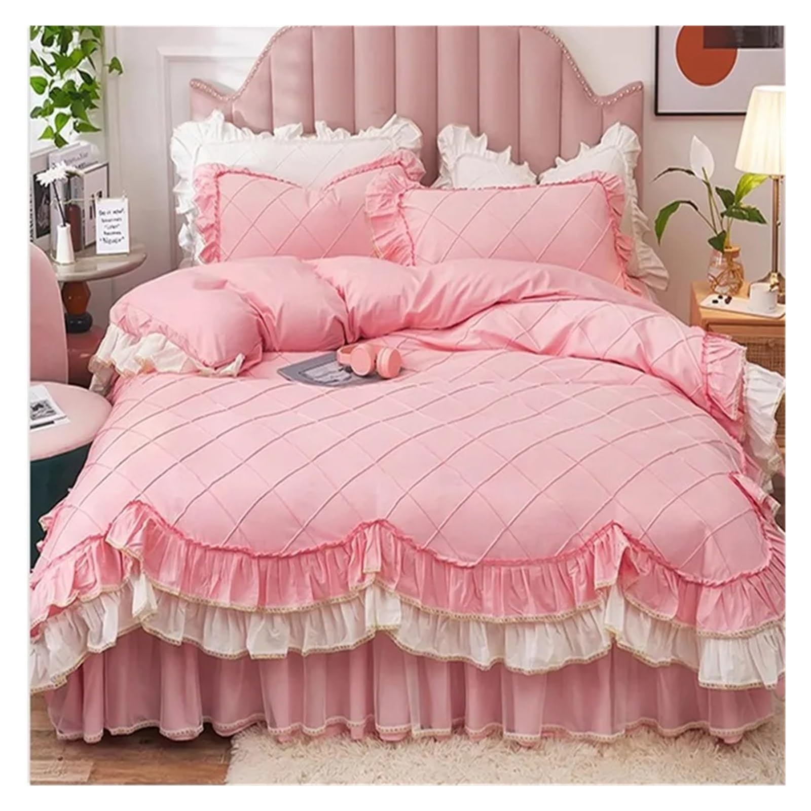 Princess Ruffle Bedding Set with Quilt Cover and Pillowcases