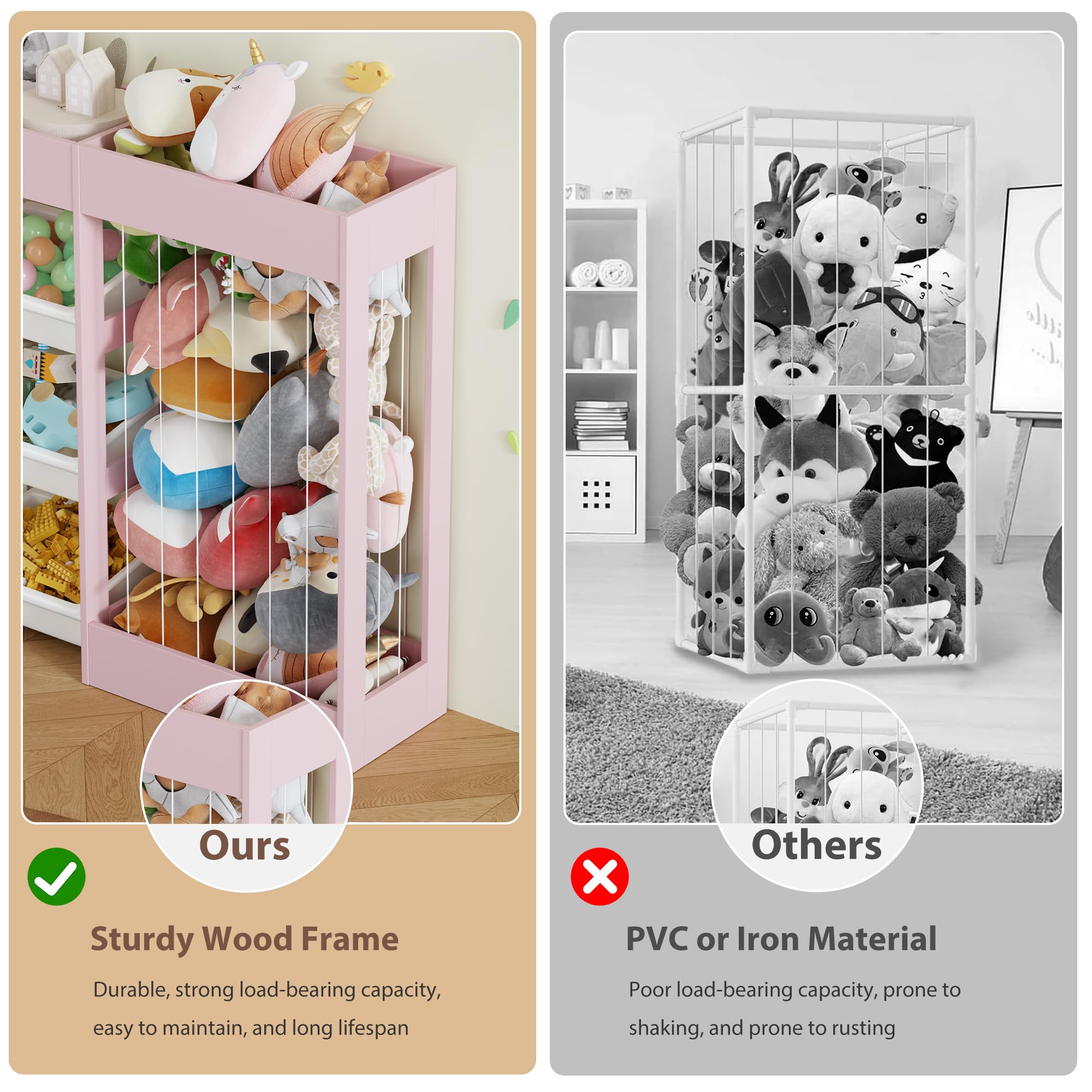 Large Toy Storage Organizer with Removable Bins and Bookshelf