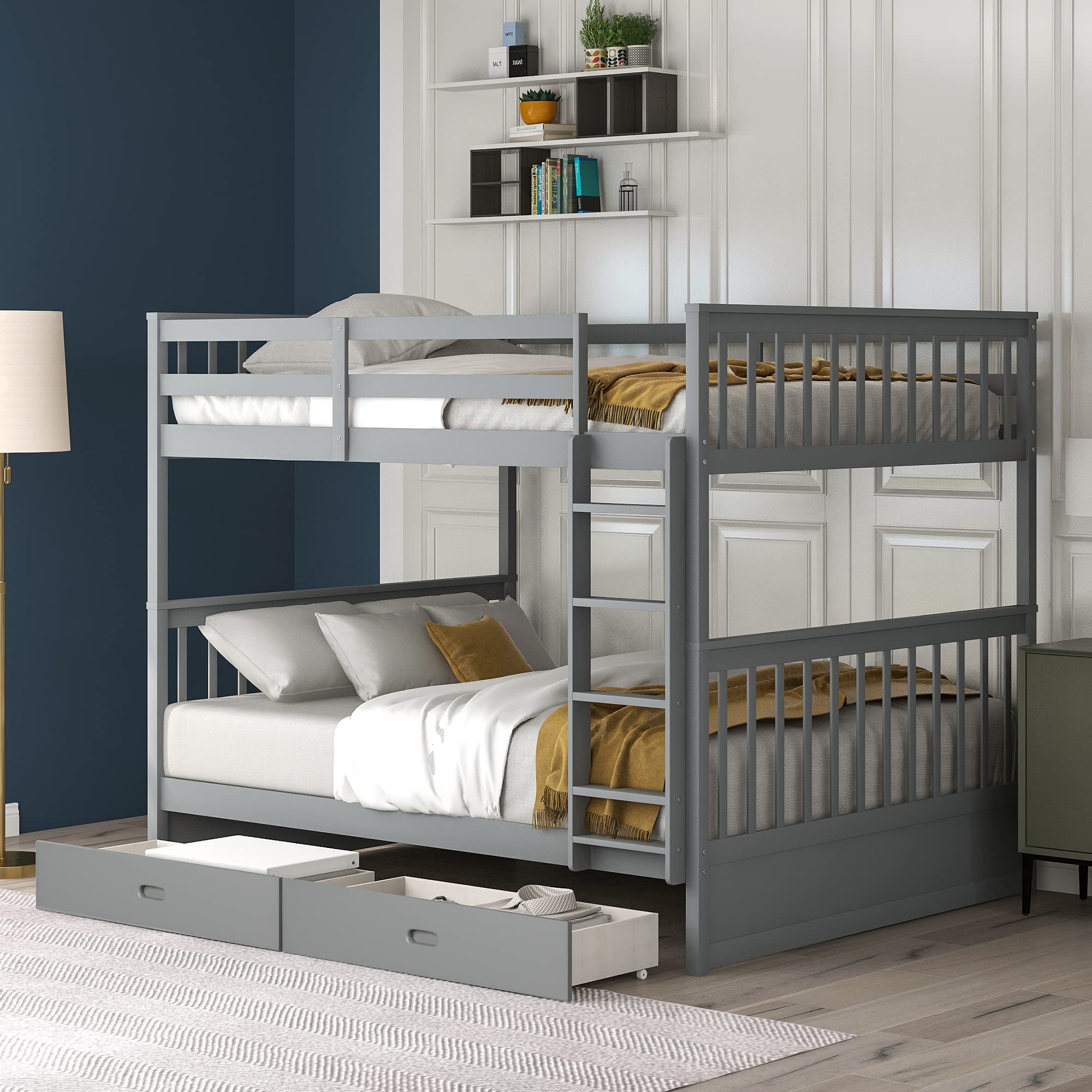 Bunk Bed with Safety Rail and Ladder