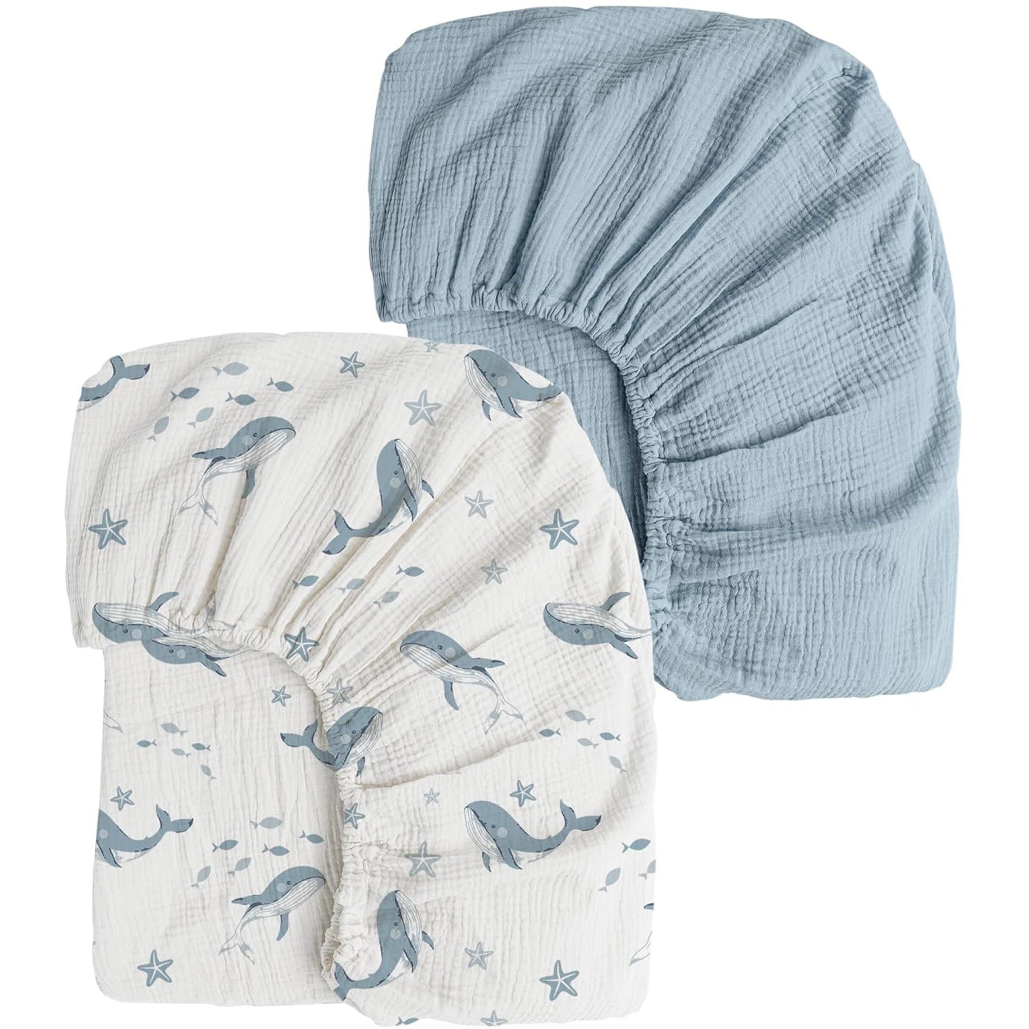 2-Pack Muslin Crib Sheets – Soft and Breathable Cotton for Standard Crib