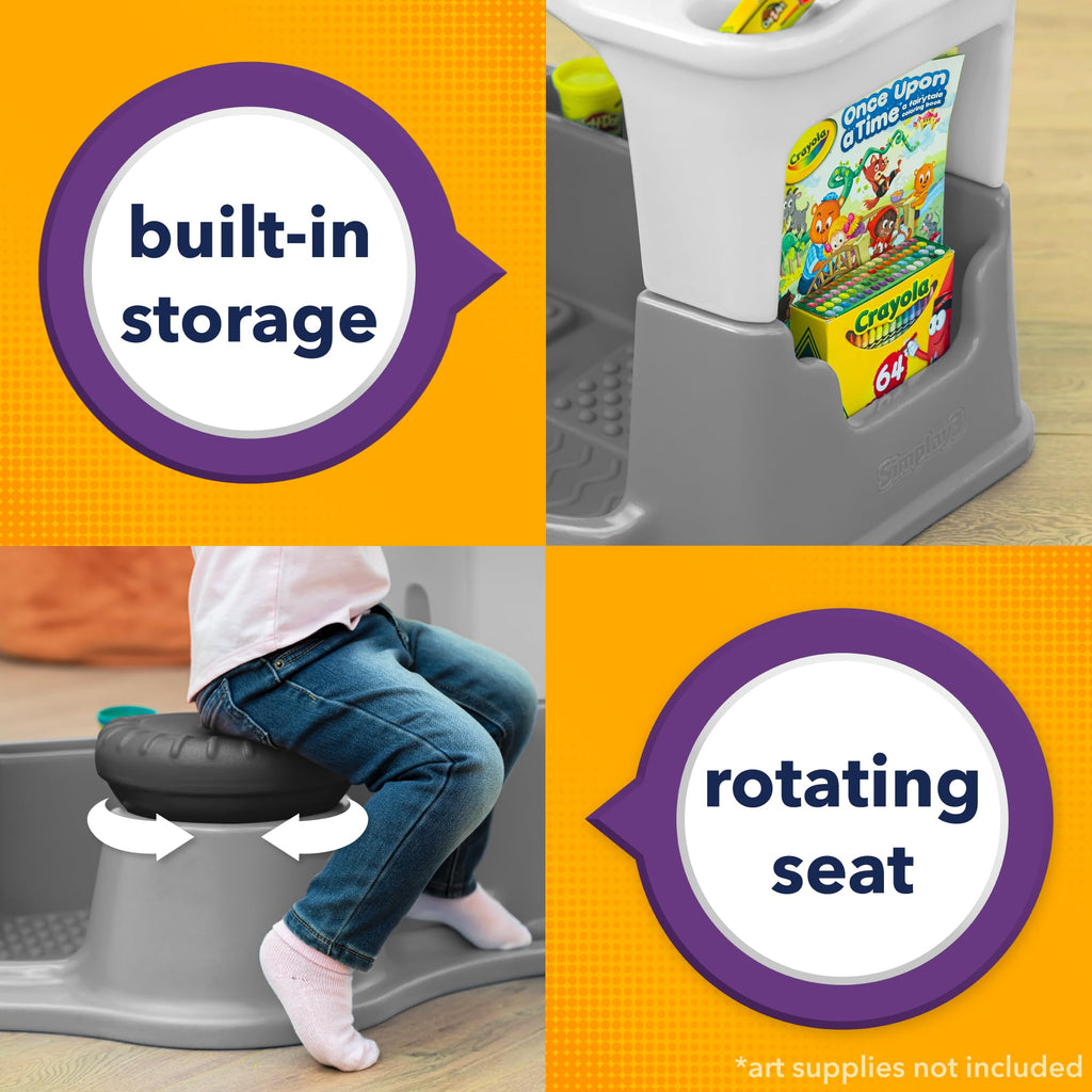 Kids Art Desk and Chair Set with Built-In Storage