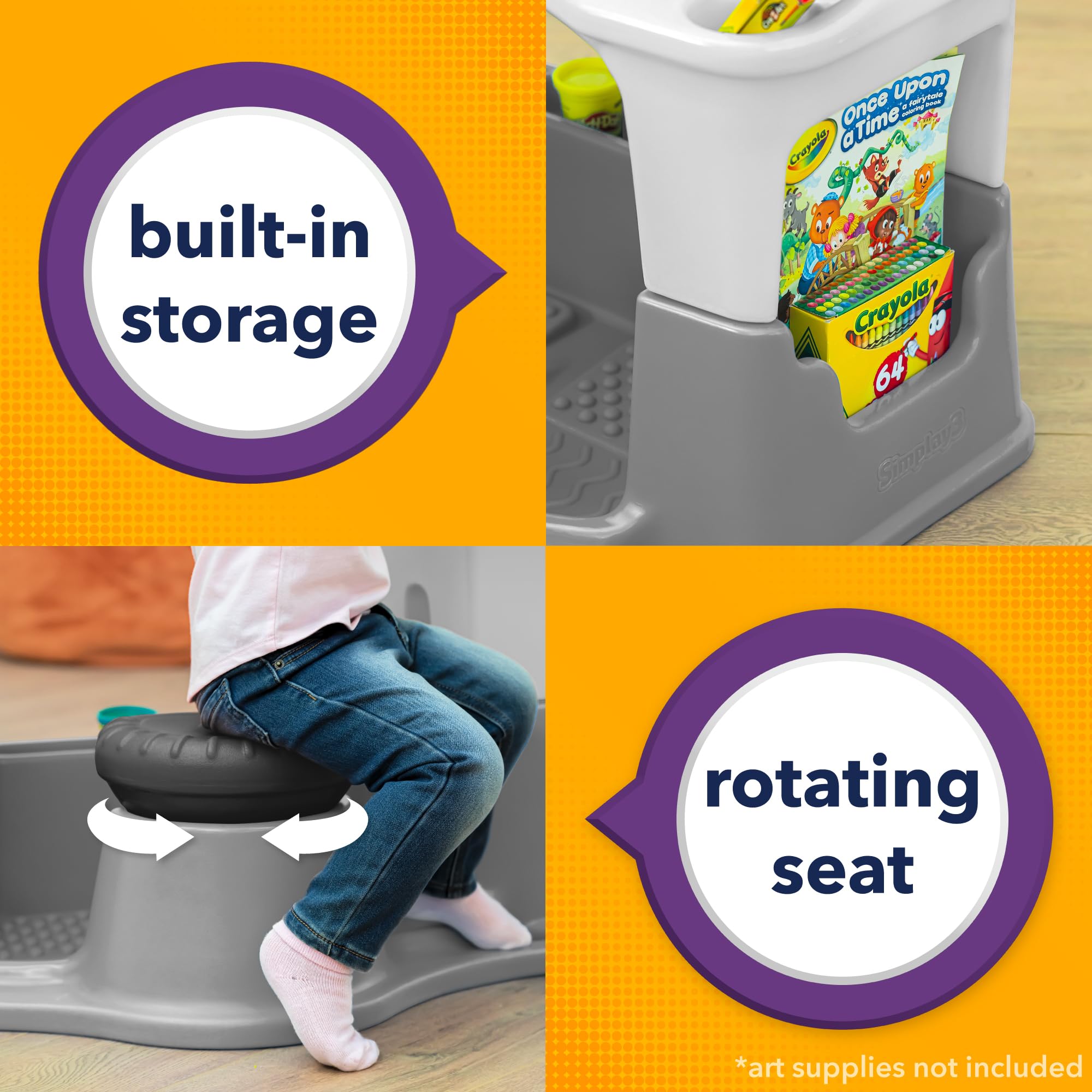 Kids Art Desk and Chair Set with Built-In Storage
