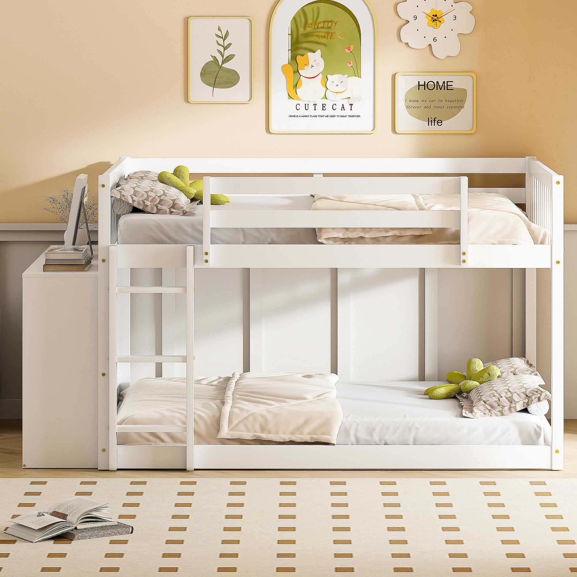 Bunk Bed with Storage Drawers and Shelves