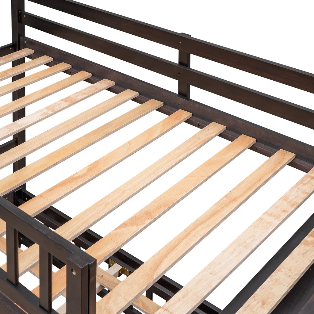 Twin Loft Bed with Storage Stairs and Solid Wood Frame