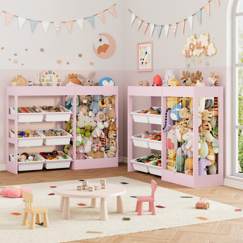 Large Toy Storage Organizer with Removable Bins and Bookshelf
