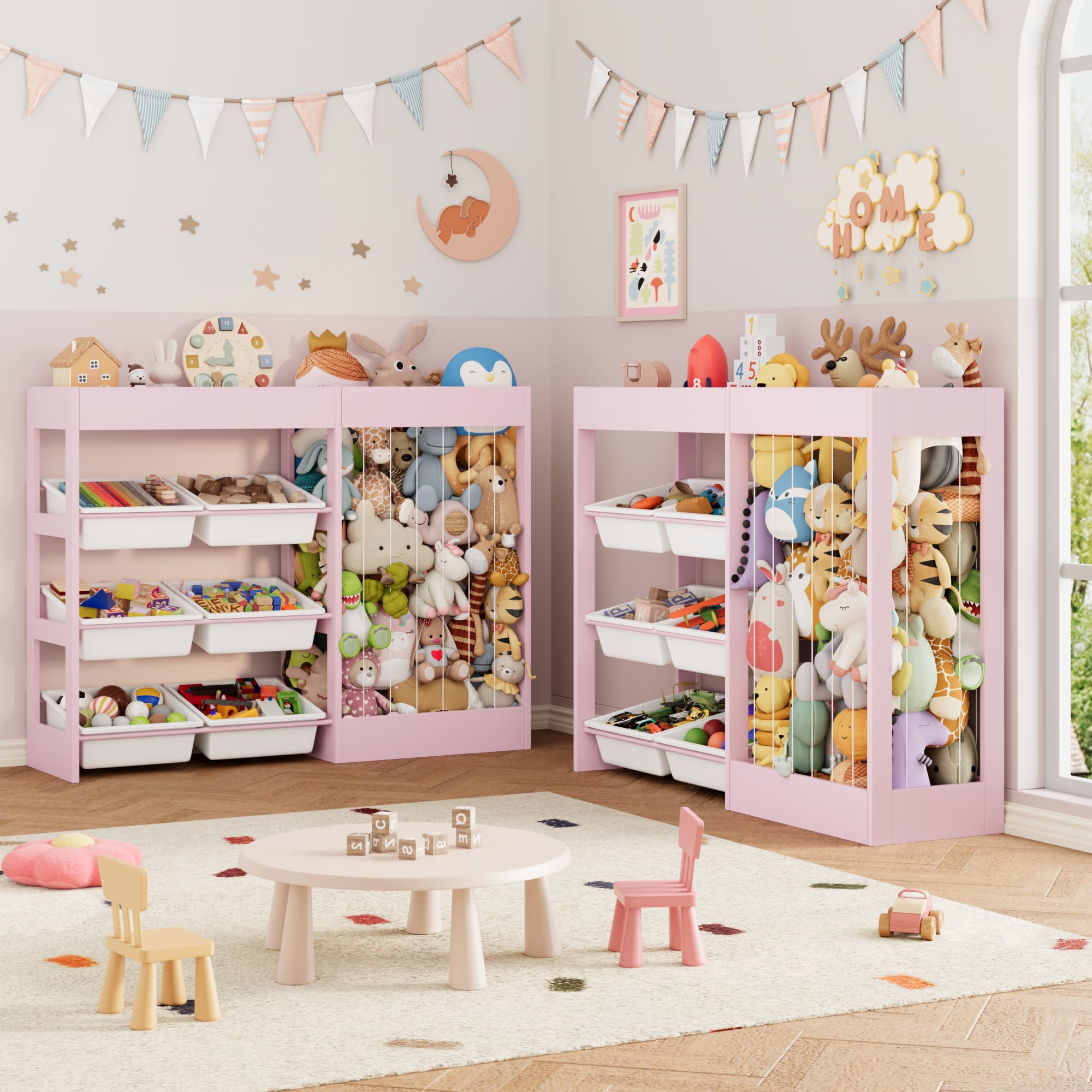 Large Toy Storage Organizer with Removable Bins and Bookshelf
