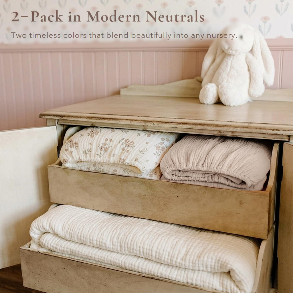 2-Pack Muslin Crib Sheets – Soft and Breathable Cotton for Standard Crib